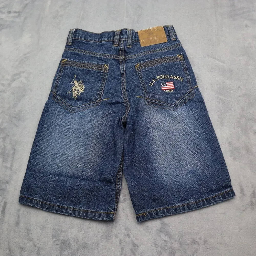 US Polo Assn Shorts Youth 10 Blue Denim Boys Jean Pants Long Grunge Baggy